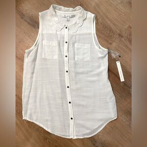 Women’s LC Lauren Conrad Sleeveless Lace Collared Blouse I Size XS I NWT